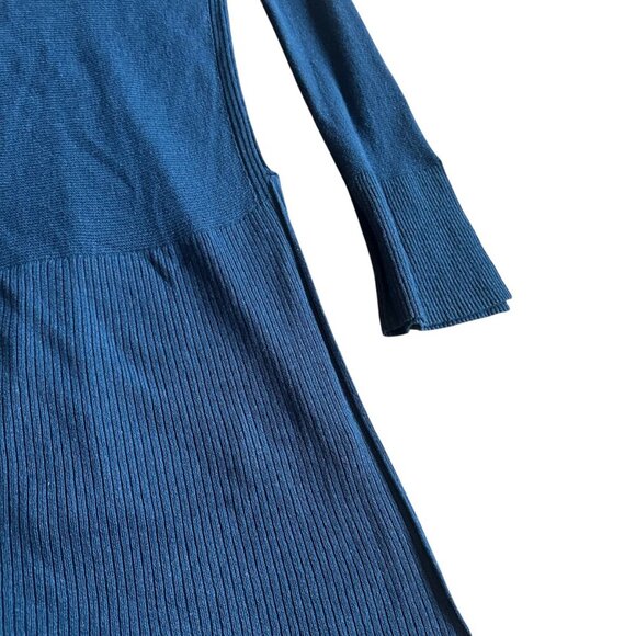 Free People Long-Length Teal Blue Criss Cross Pullover Sweater Bell Sleeves XS - Picture 9 of 9